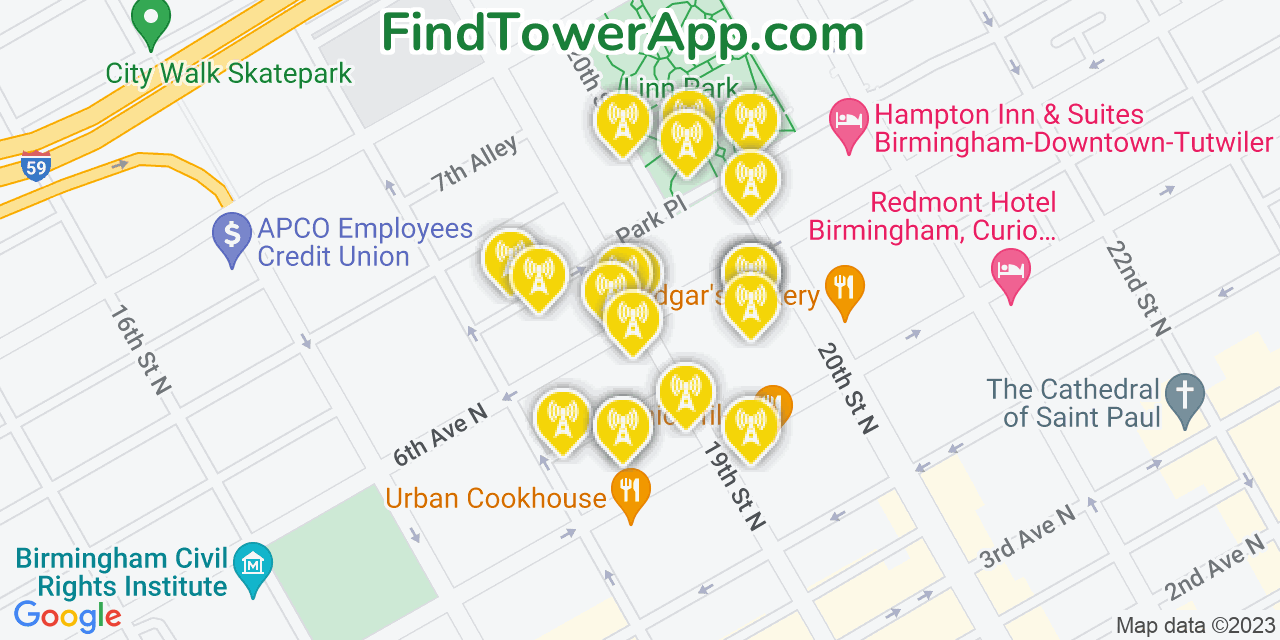 Birmingham Alabama Cell Tower Coverage Map