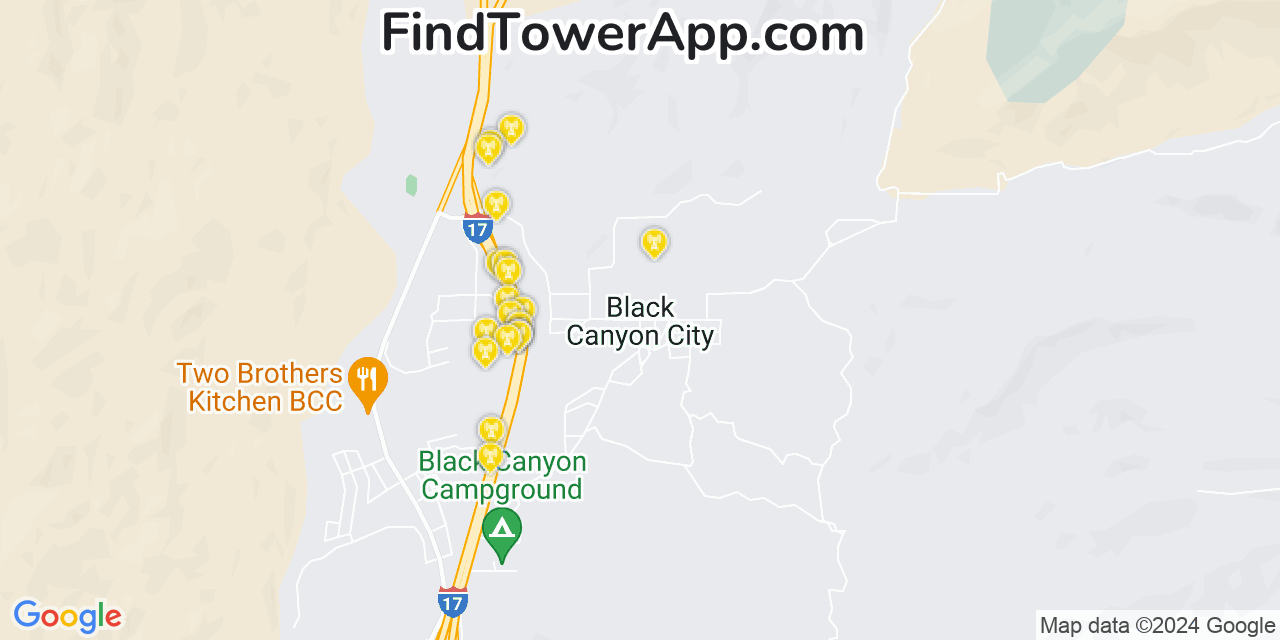 AT&T 4G/5G cell tower coverage map Black Canyon City, Arizona