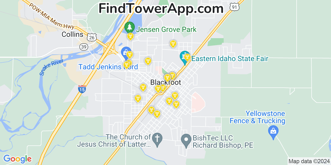 T-Mobile 4G/5G cell tower coverage map Blackfoot, Idaho