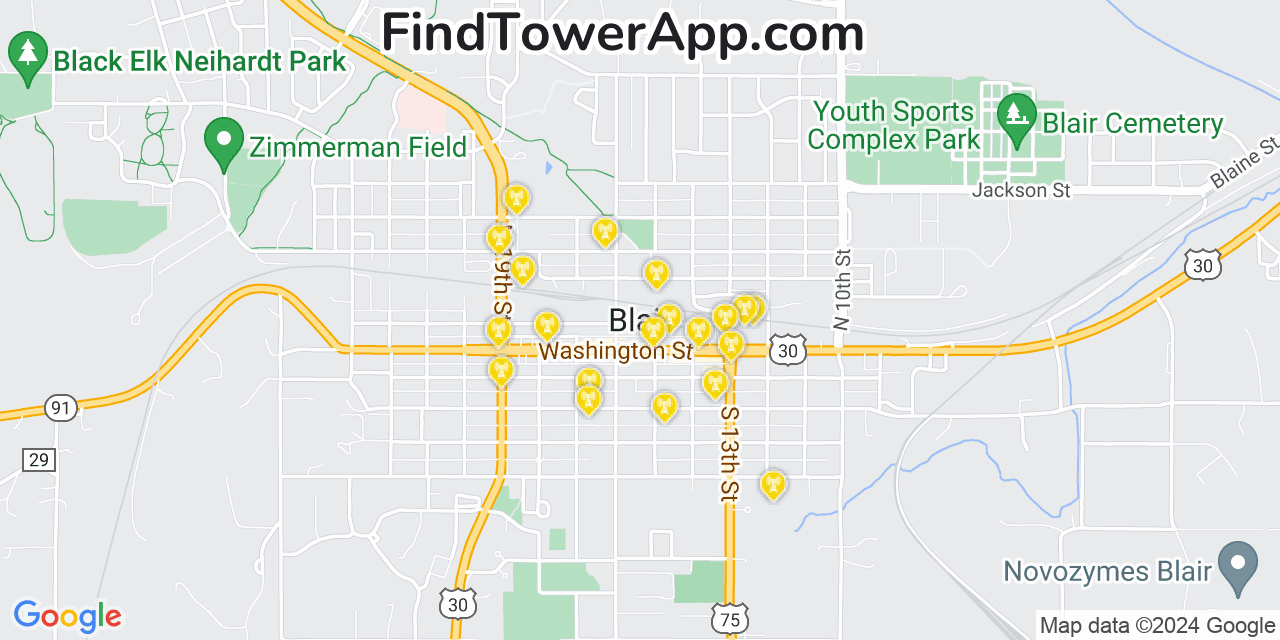 T-Mobile 4G/5G cell tower coverage map Blair, Nebraska