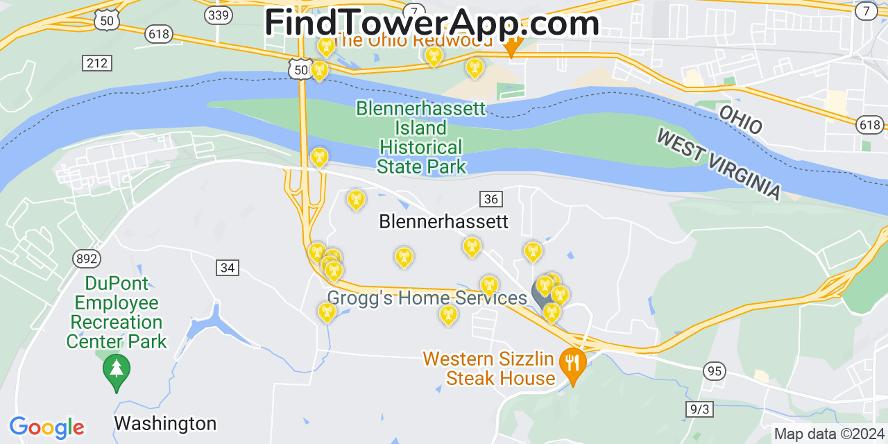 T-Mobile 4G/5G cell tower coverage map Blennerhassett, West Virginia