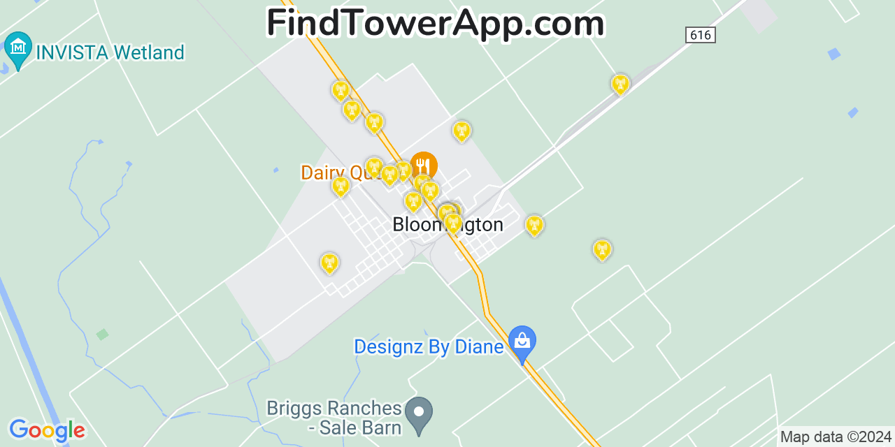 AT&T 4G/5G cell tower coverage map Bloomington, Texas