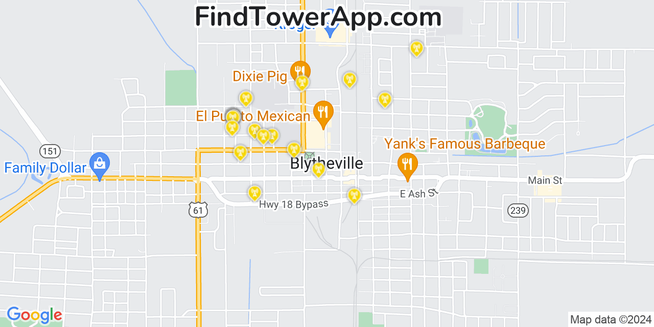 T-Mobile 4G/5G cell tower coverage map Blytheville, Arkansas