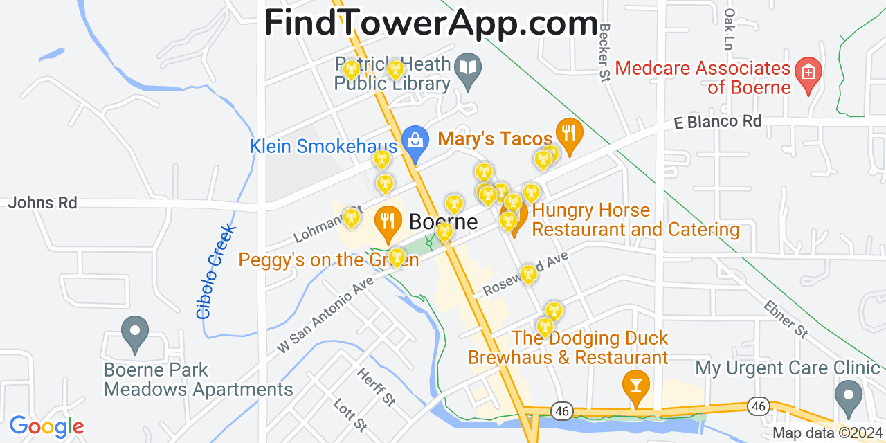 AT&T 4G/5G cell tower coverage map Boerne, Texas