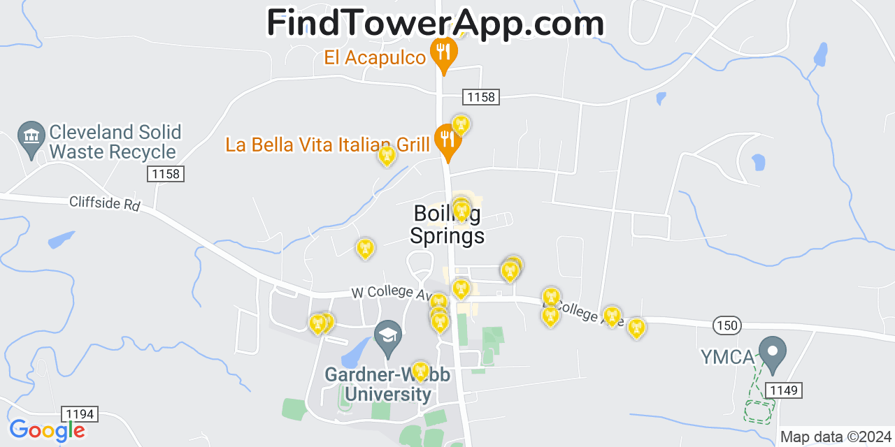 T-Mobile 4G/5G cell tower coverage map Boiling Springs, North Carolina