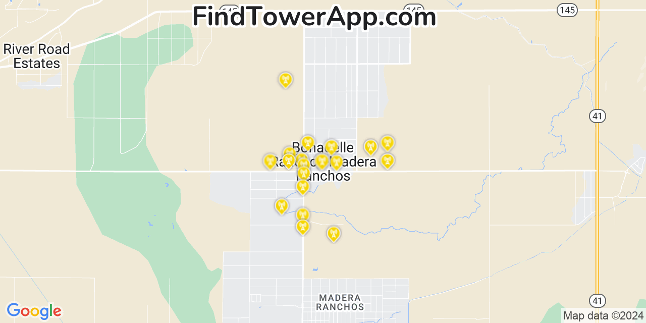 T-Mobile 4G/5G cell tower coverage map Bonadelle Ranchos Madera Ranchos, California