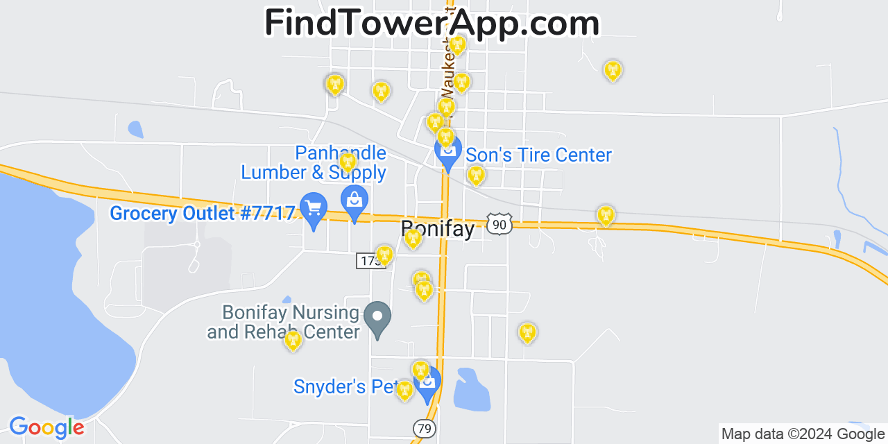 AT&T 4G/5G cell tower coverage map Bonifay, Florida