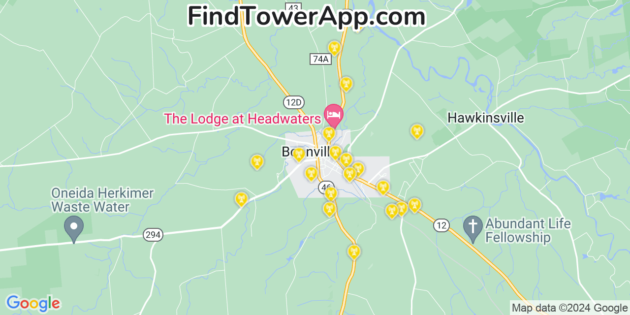 Verizon 4G/5G cell tower coverage map Boonville, New York