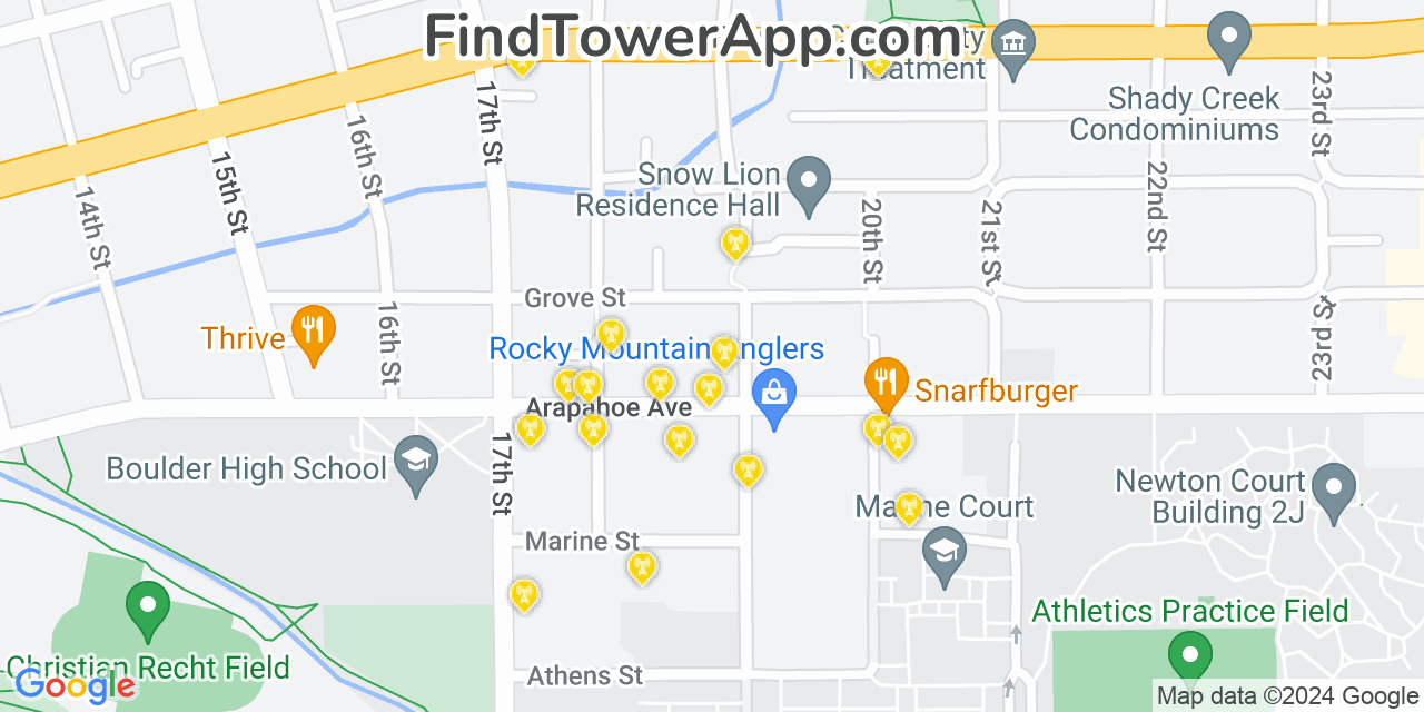 Verizon 4G/5G cell tower coverage map Boulder, Colorado