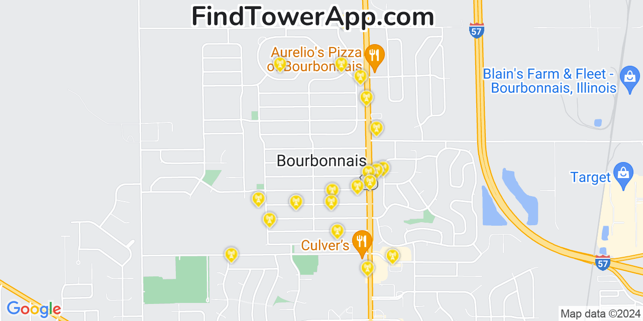 T-Mobile 4G/5G cell tower coverage map Bourbonnais, Illinois