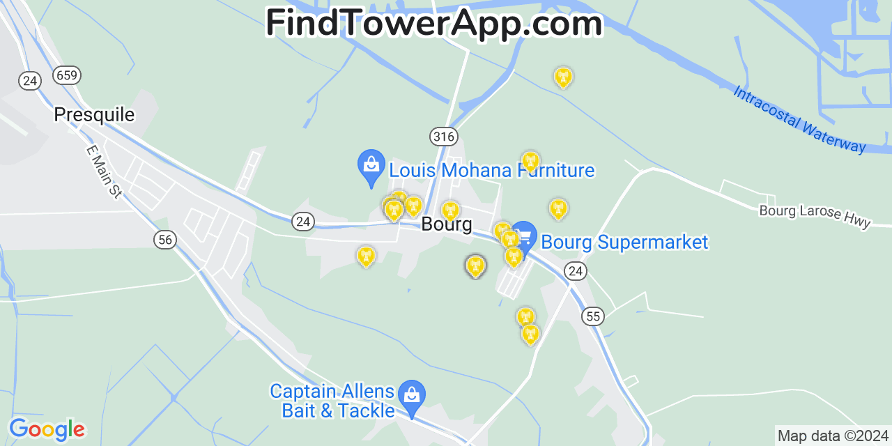 T-Mobile 4G/5G cell tower coverage map Bourg, Louisiana