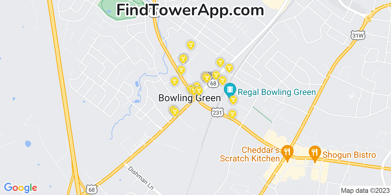 T-Mobile 4G/5G cell tower coverage map Bowling Green, Kentucky