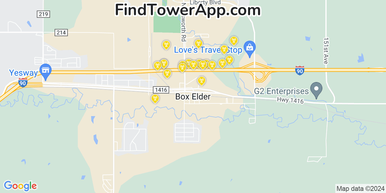 T-Mobile 4G/5G cell tower coverage map Box Elder, South Dakota