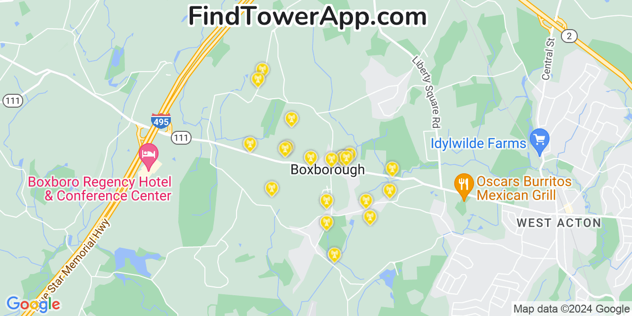 Verizon 4G/5G cell tower coverage map Boxborough, Massachusetts