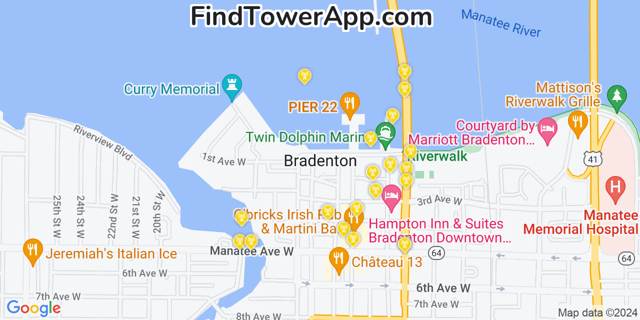 Verizon 4G/5G cell tower coverage map Bradenton, Florida