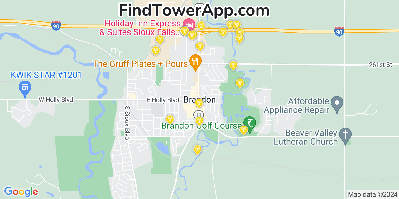 Verizon 4G/5G cell tower coverage map Brandon, South Dakota