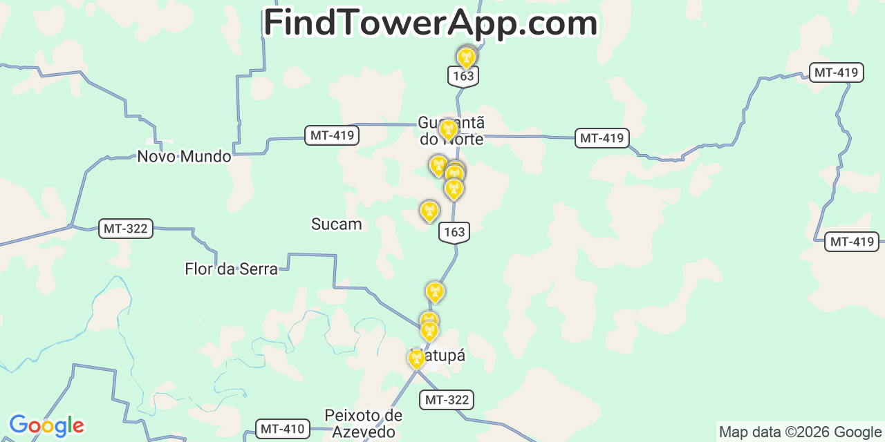 Map showing the 30 primary Brasil Telecom cell tower locations in Brasã­lia, Brazil