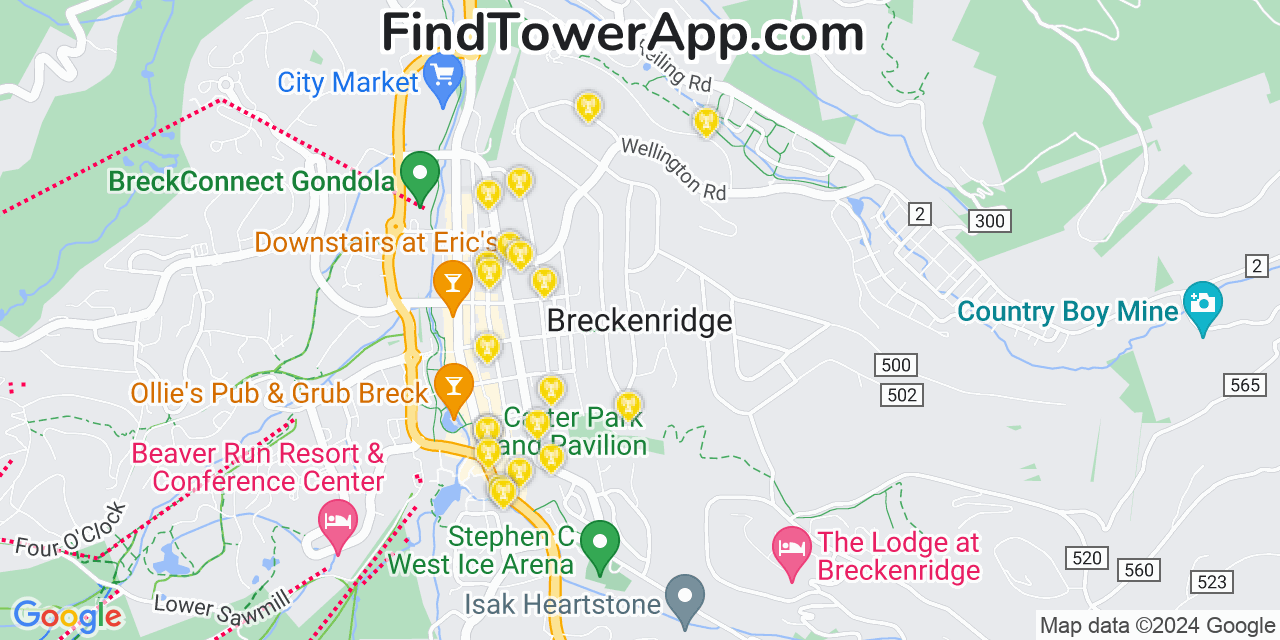 Verizon 4G/5G cell tower coverage map Breckenridge, Colorado