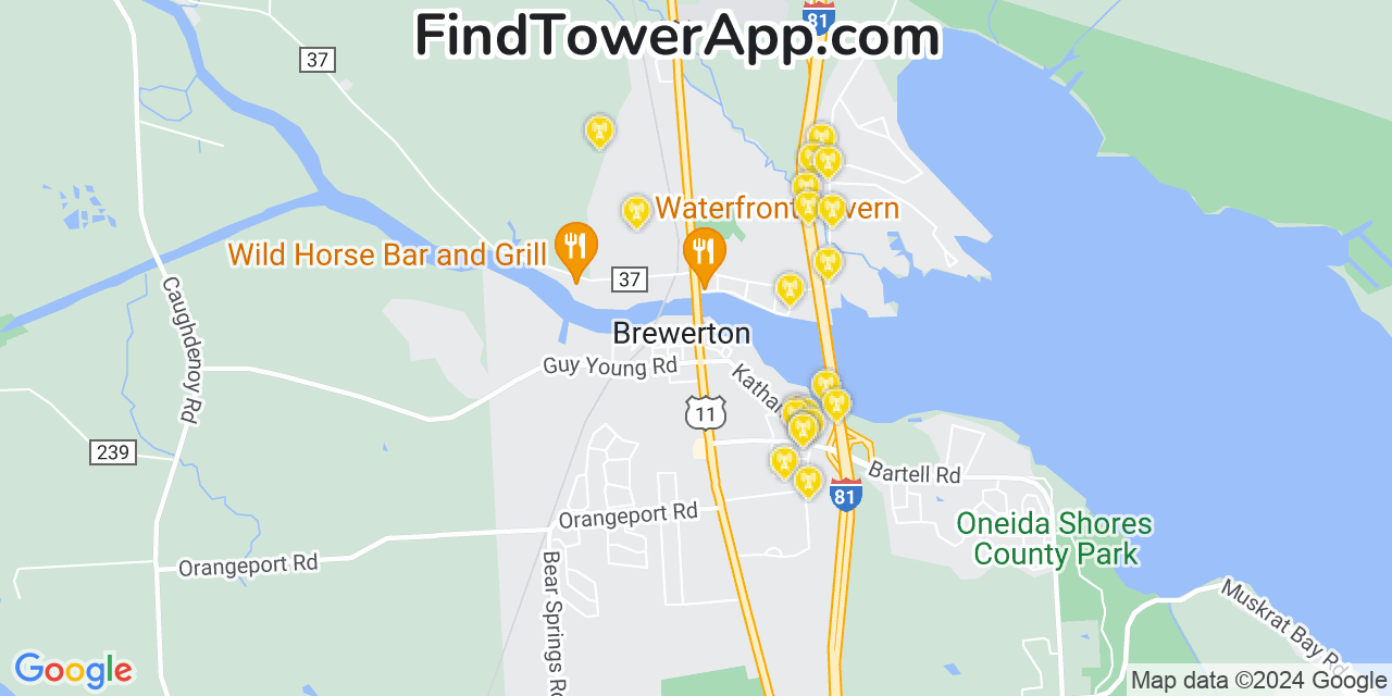 AT&T 4G/5G cell tower coverage map Brewerton, New York