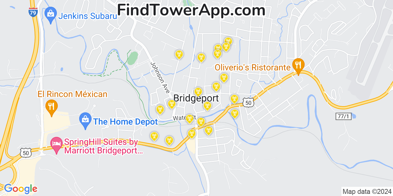 T-Mobile 4G/5G cell tower coverage map Bridgeport, West Virginia