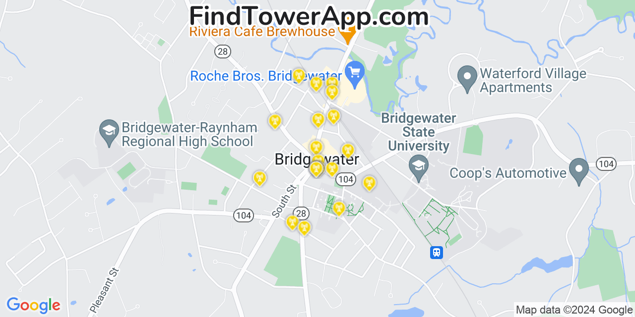 T-Mobile 4G/5G cell tower coverage map Bridgewater, Massachusetts