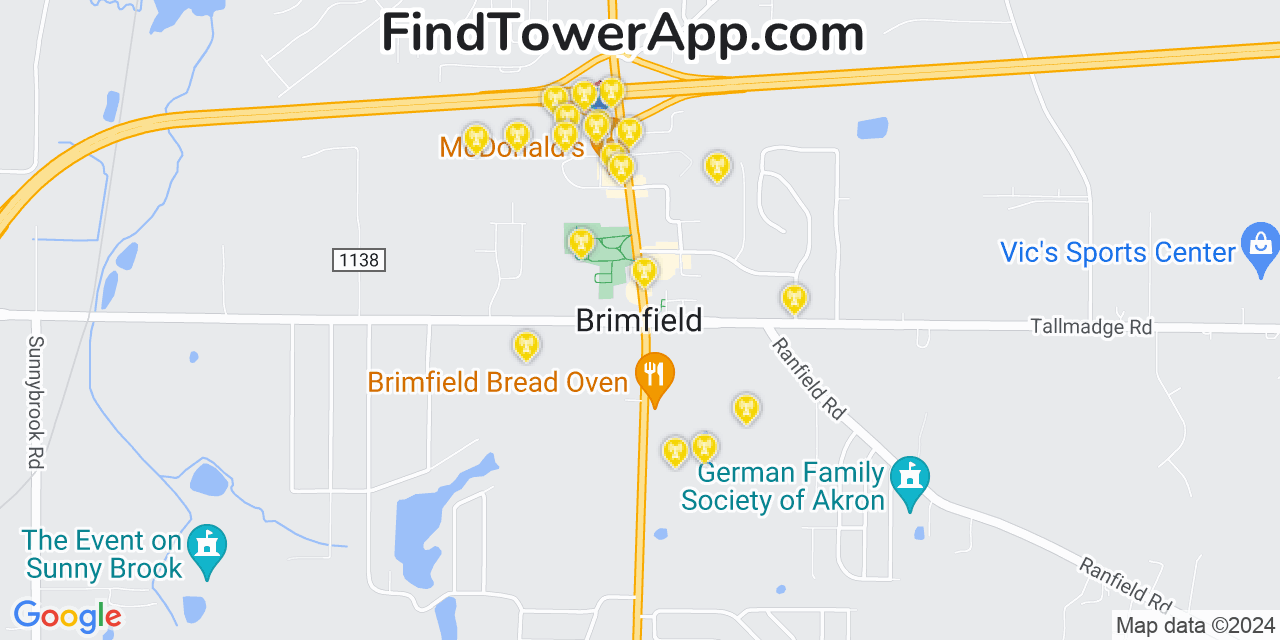 T-Mobile 4G/5G cell tower coverage map Brimfield, Ohio