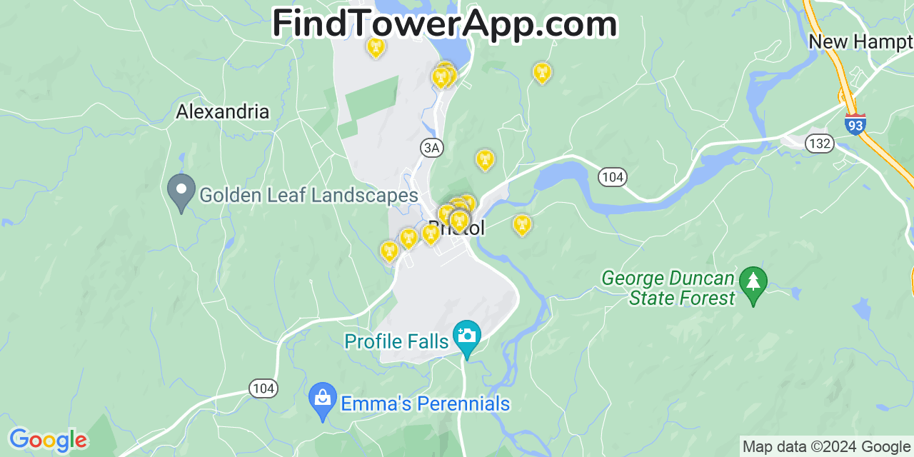 T-Mobile 4G/5G cell tower coverage map Bristol, New Hampshire