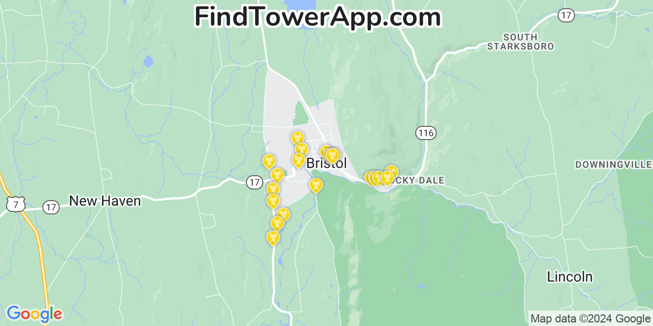 T-Mobile 4G/5G cell tower coverage map Bristol, Vermont