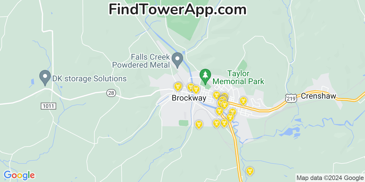 Verizon 4G/5G cell tower coverage map Brockway, Pennsylvania