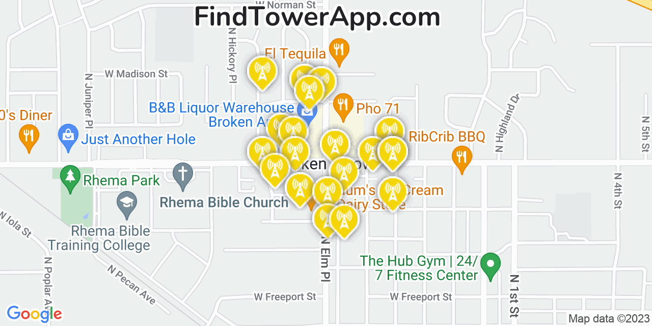 Broken Arrow Oklahoma Cell Tower Coverage Map