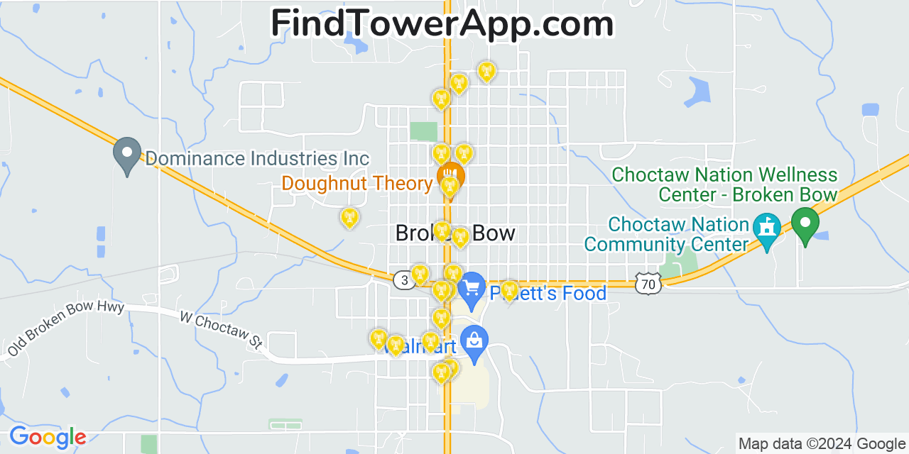 Verizon 4G/5G cell tower coverage map Broken Bow, Oklahoma