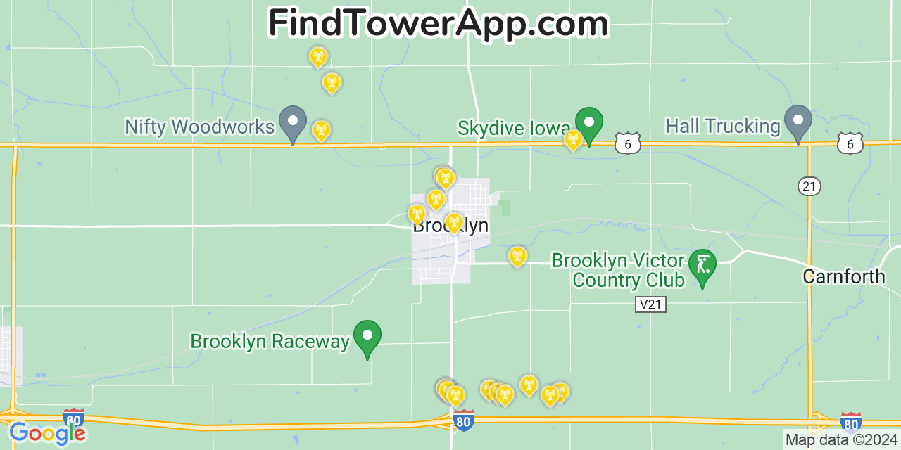 AT&T 4G/5G cell tower coverage map Brooklyn, Iowa