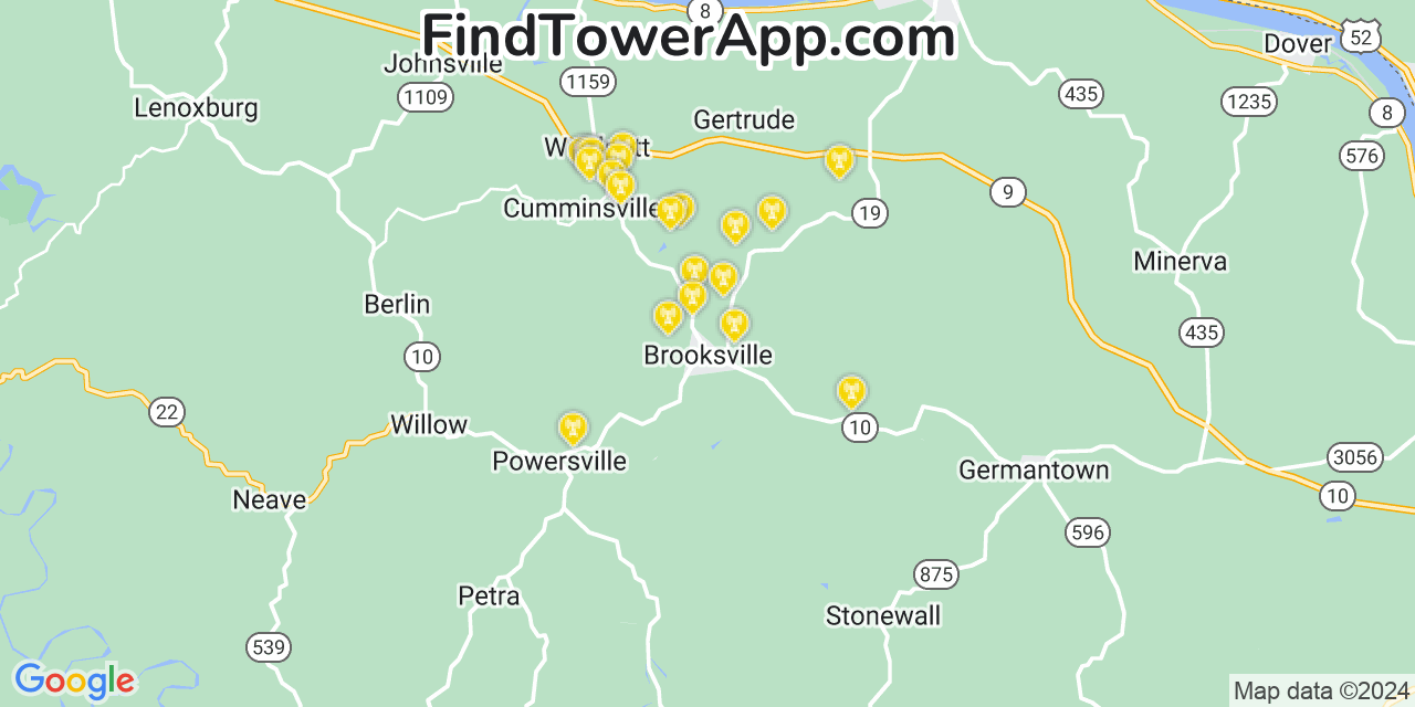 T-Mobile 4G/5G cell tower coverage map Brooksville, Kentucky