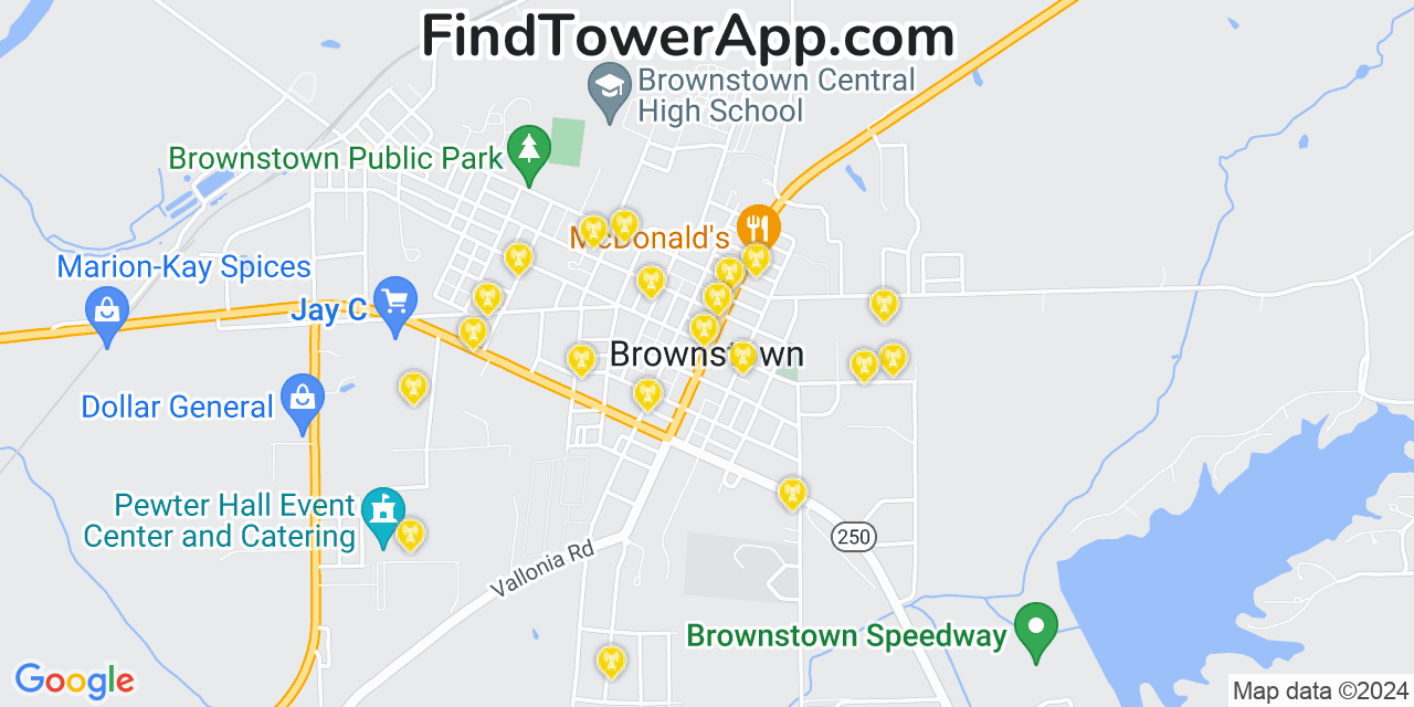 AT&T 4G/5G cell tower coverage map Brownstown, Indiana