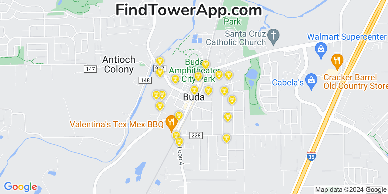 Verizon 4G/5G cell tower coverage map Buda, Texas