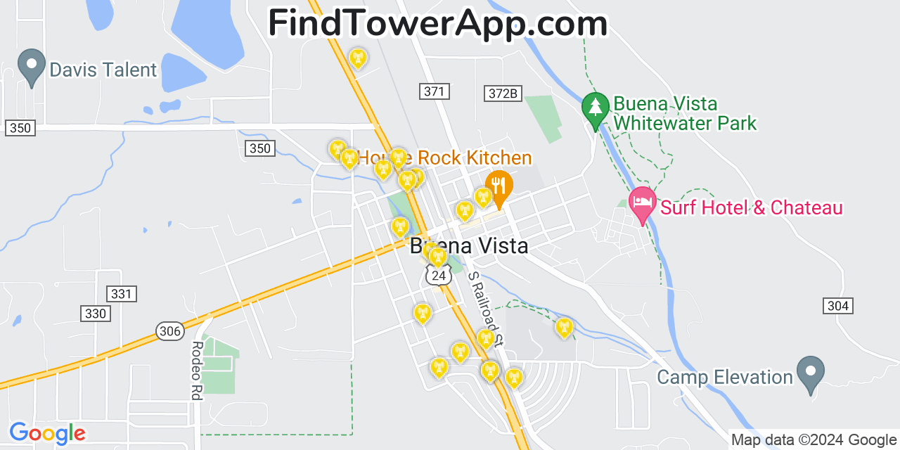 AT&T 4G/5G cell tower coverage map Buena Vista, Colorado