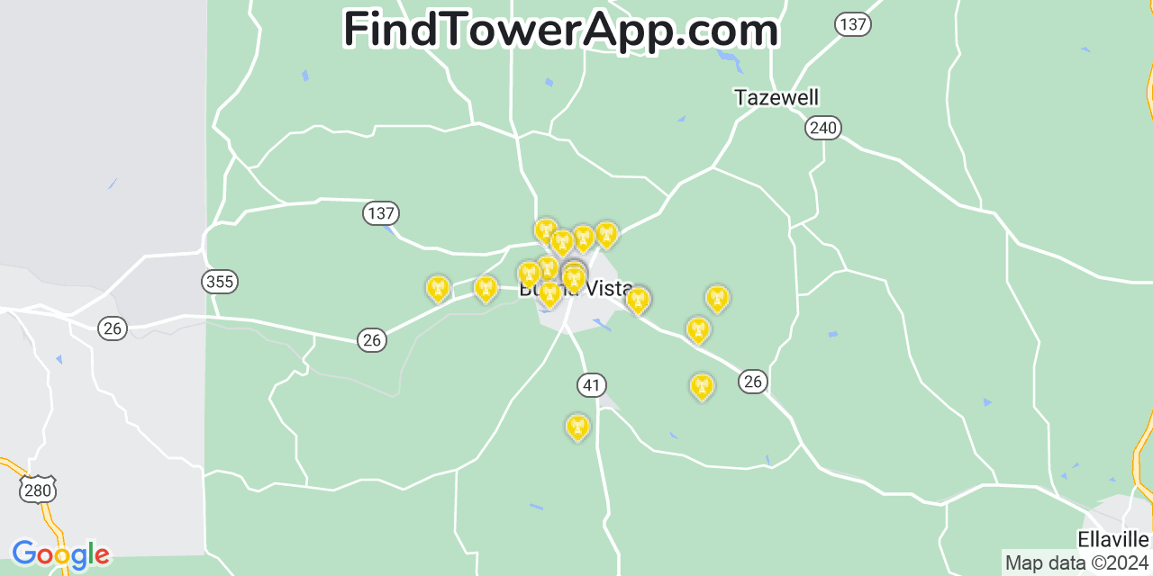 Verizon 4G/5G cell tower coverage map Buena Vista, Georgia