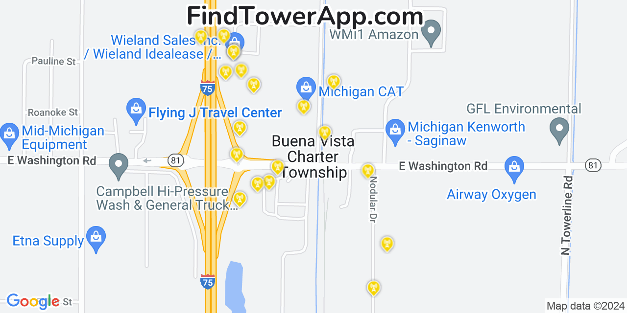 T-Mobile 4G/5G cell tower coverage map Buena Vista, Michigan