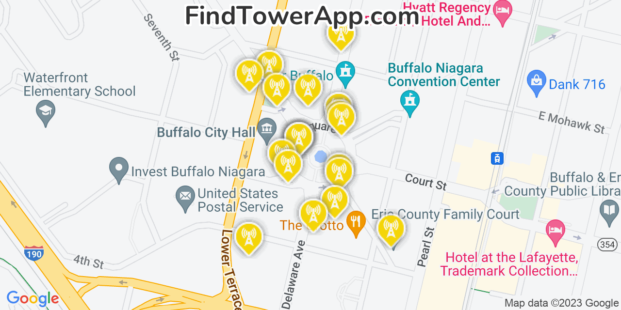 Verizon 4G/5G cell tower coverage map Buffalo, New York