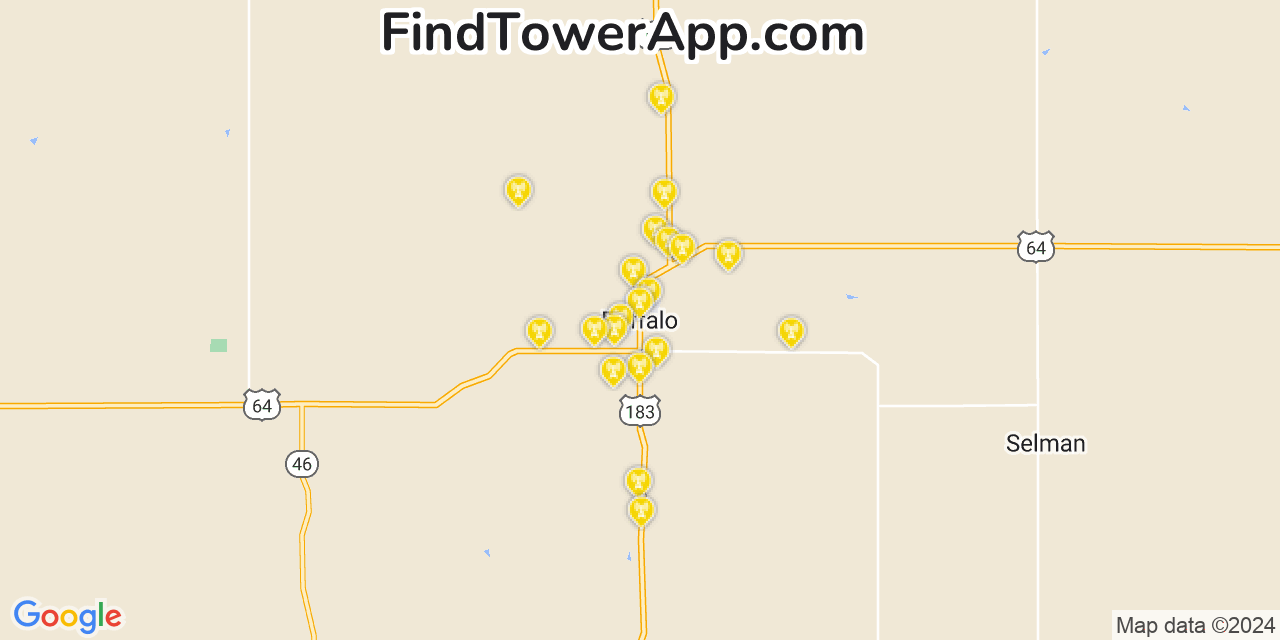 AT&T 4G/5G cell tower coverage map Buffalo, Oklahoma