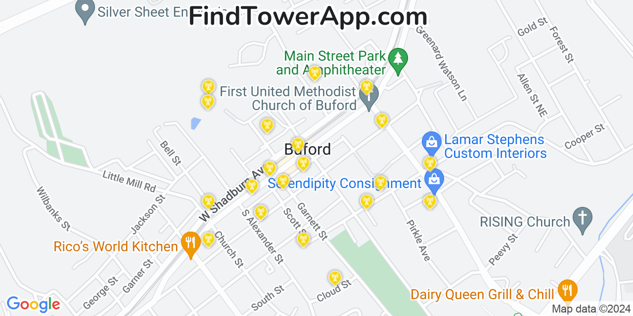 Verizon 4G/5G cell tower coverage map Buford, Georgia