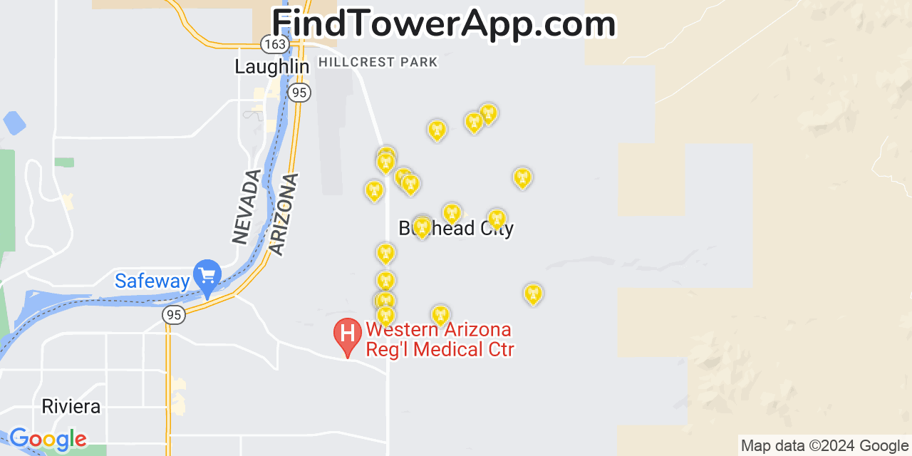 T-Mobile 4G/5G cell tower coverage map Bullhead City, Arizona