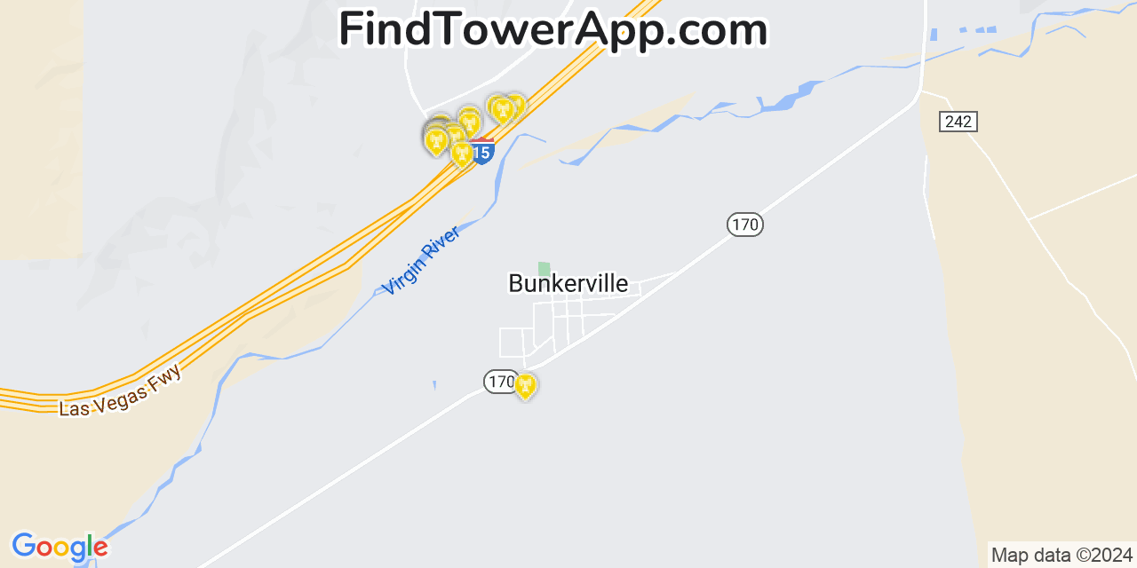 T-Mobile 4G/5G cell tower coverage map Bunkerville, Nevada