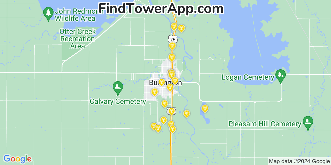 At&t 4g 5g Cell Tower Coverage Map Burlington, Kansas 