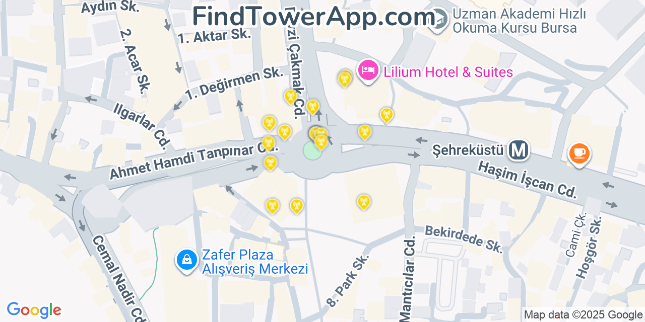 Bursa Cell Towers, Turkey - FindTower App Coverage Maps