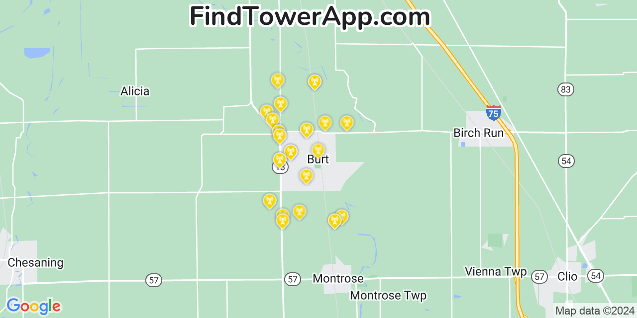 T-Mobile 4G/5G cell tower coverage map Burt, Michigan