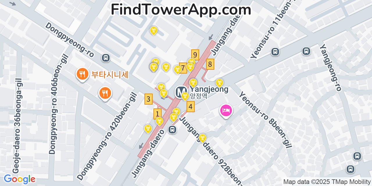 Busan Cell Towers, South-Korea - FindTower App Coverage Maps