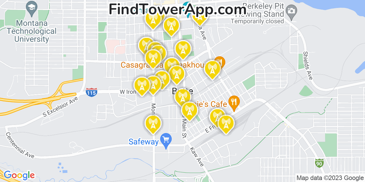 Verizon 4G/5G cell tower coverage map Butte, Montana