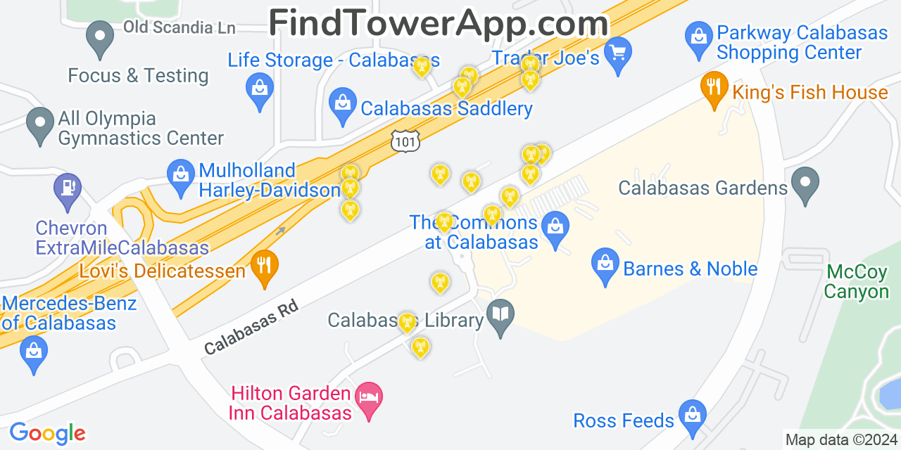 T-Mobile 4G/5G cell tower coverage map Calabasas, California