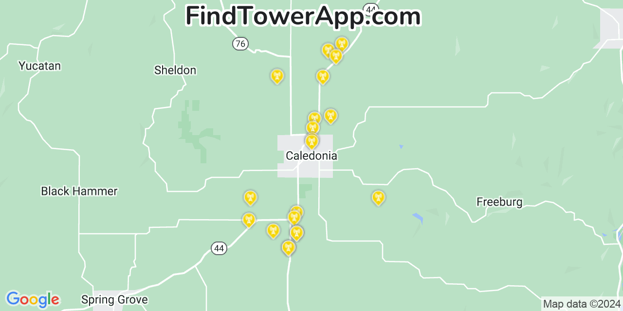 T-Mobile 4G/5G cell tower coverage map Caledonia, Minnesota